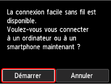 Écran Connexion facile sans fil : sélectionnez OK